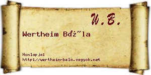 Wertheim Béla névjegykártya